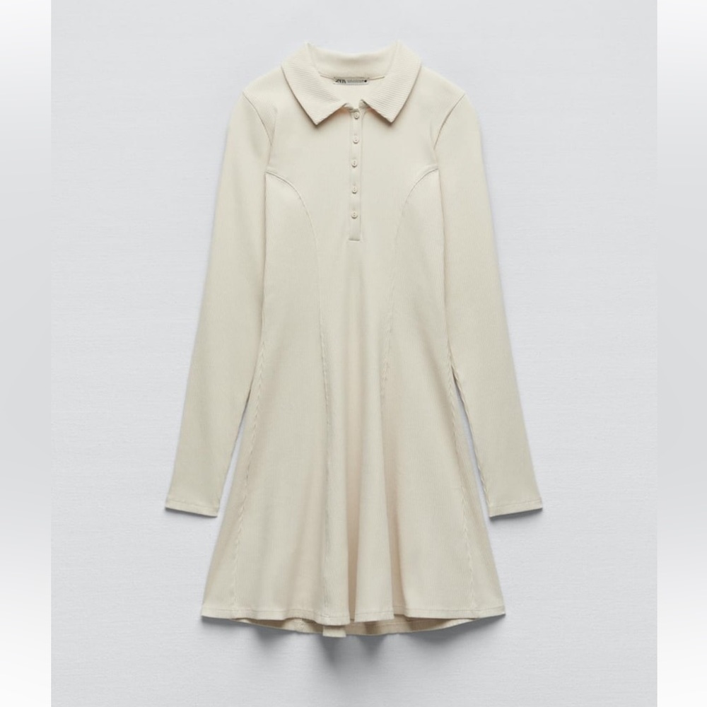 NWT ZARA POLO MINI DRESS LARGE SIZE L SAND NWT